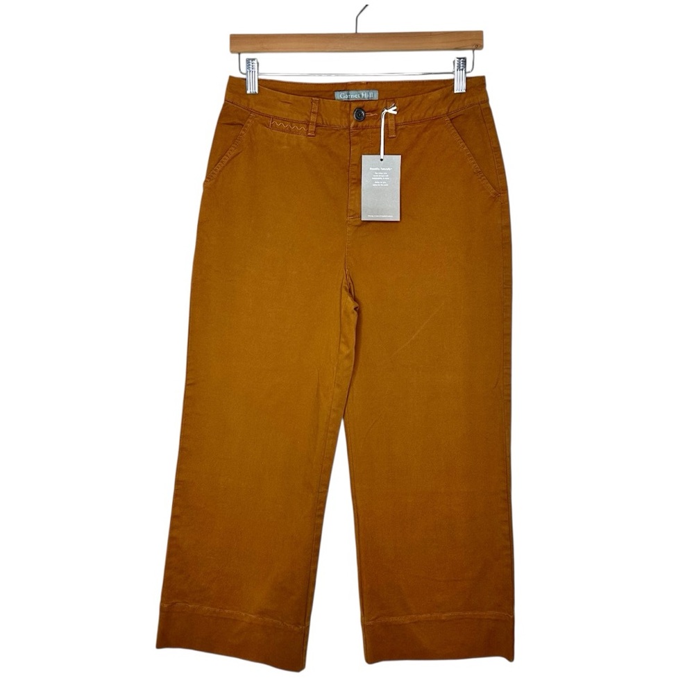 Garnet Hill Organic Cotton Cropped Pants Size 6 Relaxed High Rise Trouser Hem
